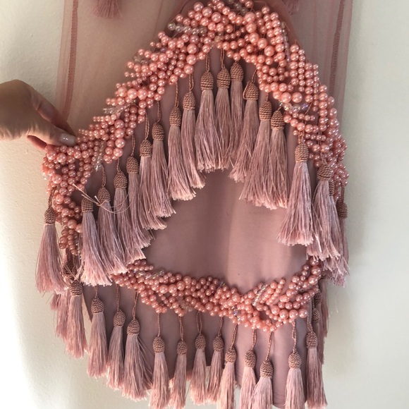 Balmain inspired cocktail dress w tassels & pearls - Picture 5 of 8